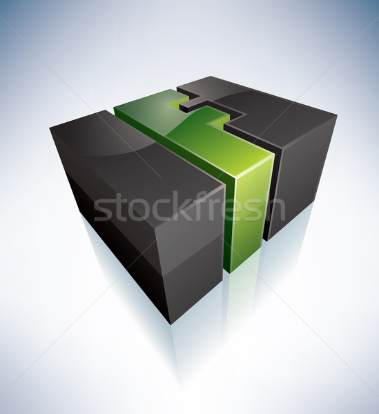 Zdjęcia stock: List · 3D · zielone · logo · alfabet