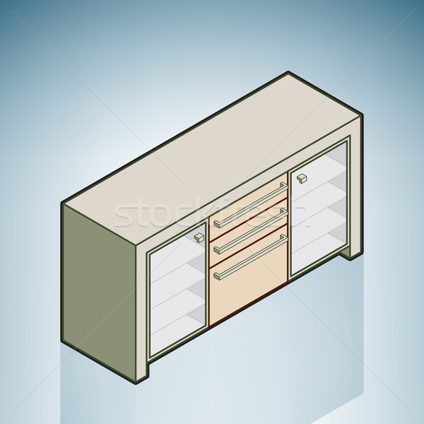 Mellkas fiókok modern bútor izometrikus 3D Stock fotó © Vectorminator
