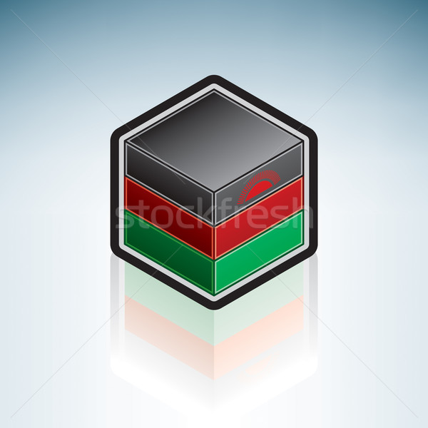 Foto stock: Malavi · África · bandeira · república · 3D · isométrica