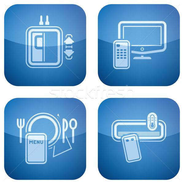 Cobalt 2D Squared Icons Set: Hotel Stock photo © Vectorminator