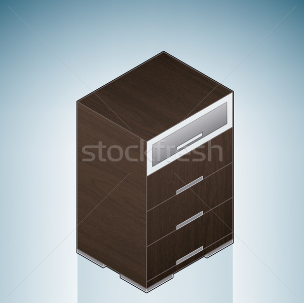 Meubles chambre poitrine tiroirs verre 3D [[stock_photo]] © Vectorminator
