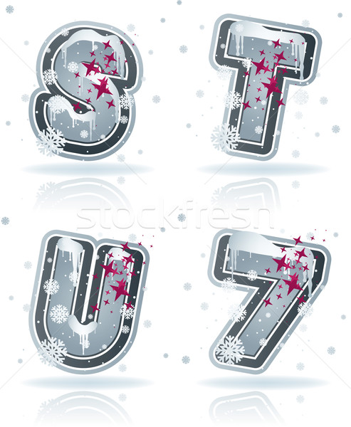 Dígitos cartas invierno Navidad estilo Foto stock © Vectorminator