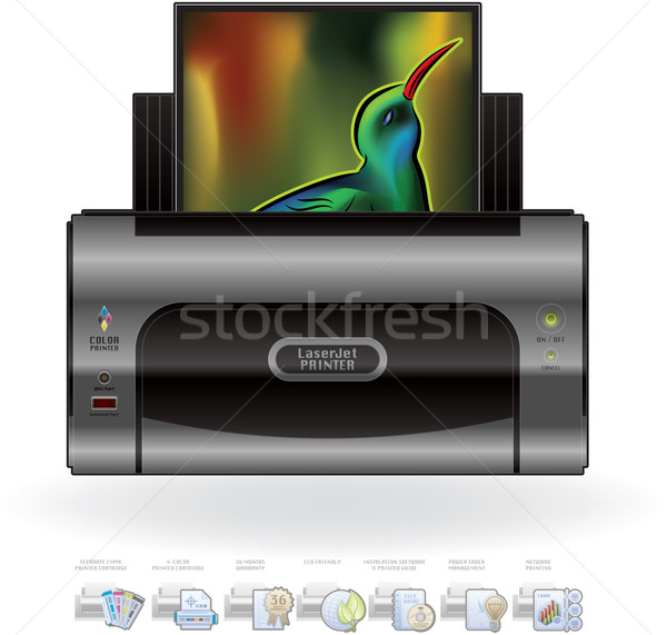 Drucker Optionen Symbole home Farbe Foto Stock foto © Vectorminator