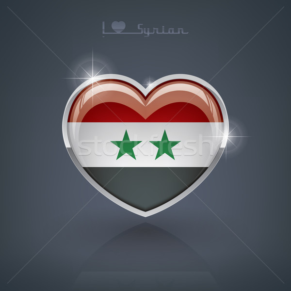 Siria forma de corazón banderas árabes república Foto stock © Vectorminator