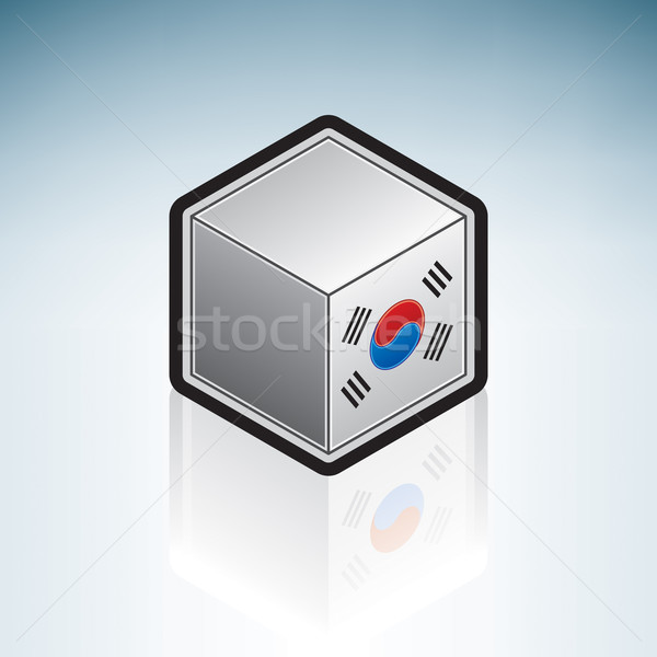 Republiek asia vlag 3D isometrische stijl Stockfoto © Vectorminator