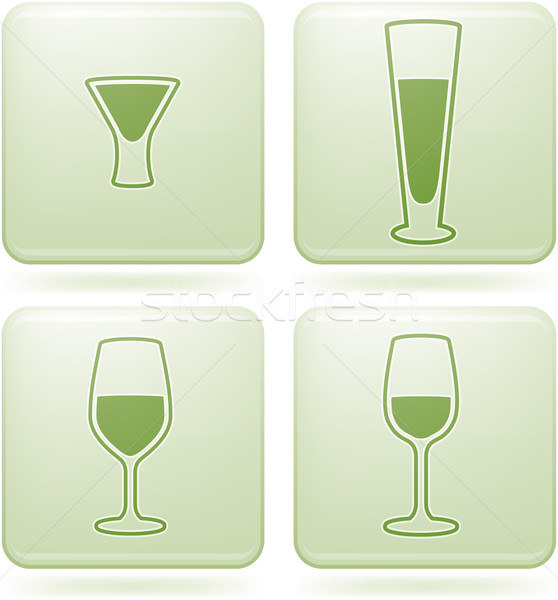 Olivine Square 2D Icons Set: Alcohol glass Stock photo © Vectorminator