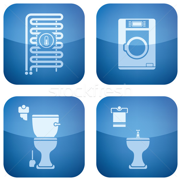 Fürdőszoba ikon szett mindennapi tárgyak wc zuhany Stock fotó © Vectorminator