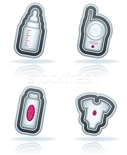 Baby geboren vier iconen tijd Stockfoto © Vectorminator