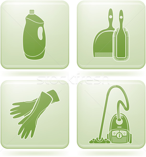 Olivine Square 2D Icons Set: Cleaning Stock photo © Vectorminator