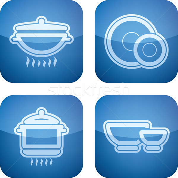 Mutfak aletleri mutfak nesneler doğru wok plaka Stok fotoğraf © Vectorminator