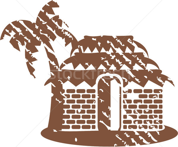 Grunge capanna vettore clipart immagine Palm Foto d'archivio © vectorworks51