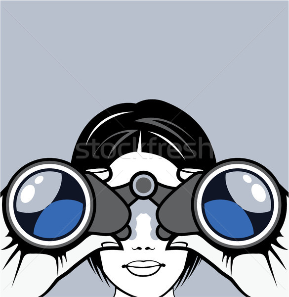 Binoculars and a girl vector illustration clip-art Stock photo © vectorworks51