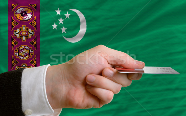 Compra tarjeta de crédito Turkmenistán hombre fuera Foto stock © vepar5