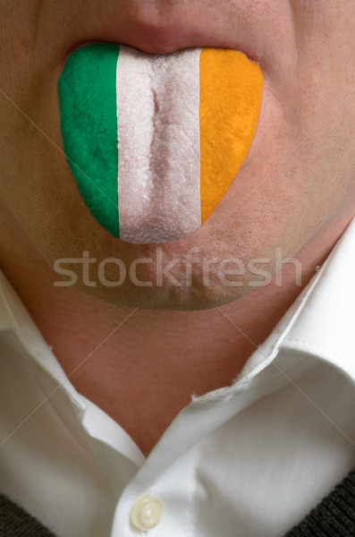 man tongue painted in ireland flag symbolizing to knowledge to s Stock photo © vepar5