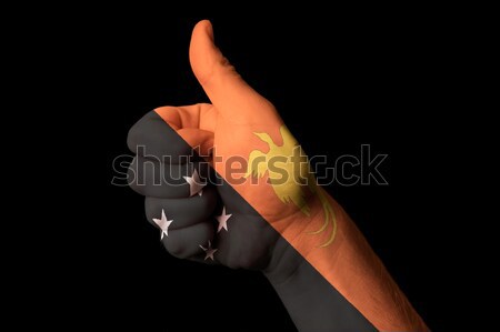 Stockfoto: Papoea-Nieuw-Guinea · vlag · duim · omhoog · gebaar · uitmuntendheid