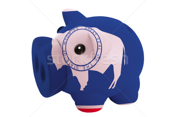 piggy rich bank in colors  flag of american state of wyoming     Stock photo © vepar5