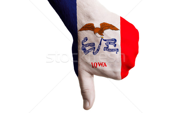 iowa us state flag thumbs down gesture for failure made with han Stock photo © vepar5
