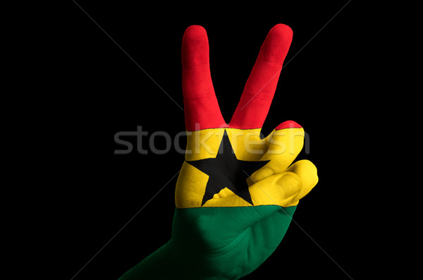 Zdjęcia stock: Ghana · banderą · dwa · palec · w · górę · gest