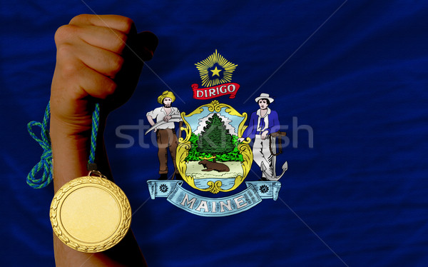 Gold medal for sport and  flag of american state of maine    Stock photo © vepar5