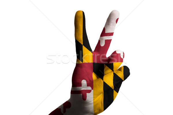 maryland us state flag two finger up gesture for victory and win Stock photo © vepar5