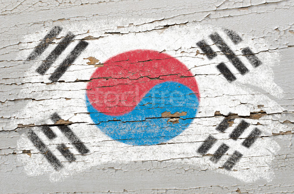 flag of South Korea on grunge wooden texture painted with chalk  Stock photo © vepar5
