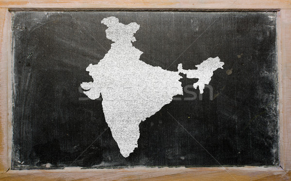 Foto d'archivio: Contorno · mappa · India · lavagna · disegno