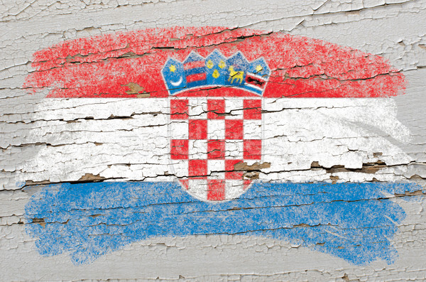 flag of Croatia on grunge wooden texture painted with chalk   Stock photo © vepar5