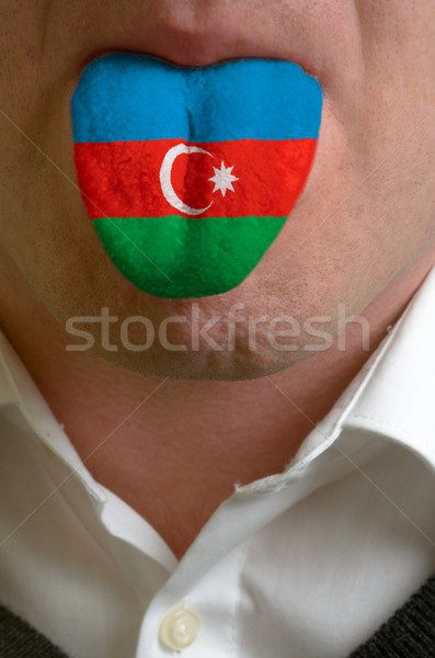 man tongue painted in azerbaijan flag symbolizing to knowledge t Stock photo © vepar5