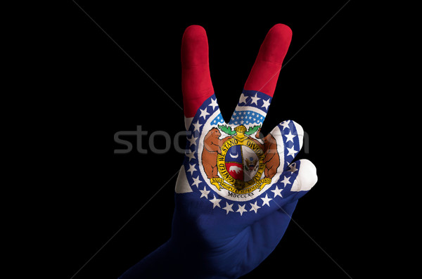 missouri us state flag two finger up gesture for victory and win Stock photo © vepar5