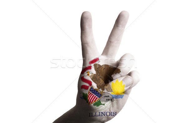 Stok fotoğraf: Illinois · bayrak · iki · parmak · yukarı · jest