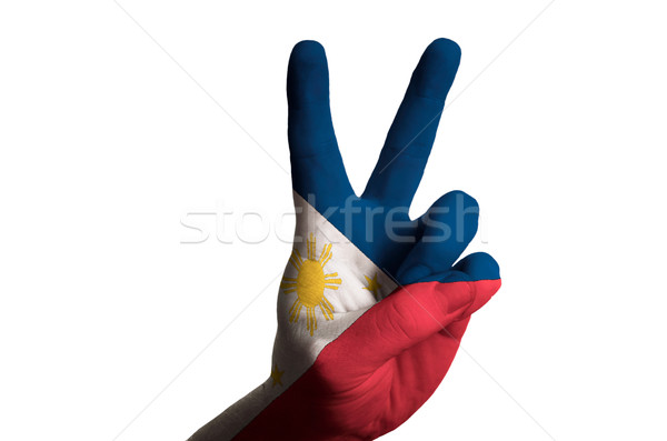 [[stock_photo]]: Philippines · pavillon · deux · doigt · up · geste