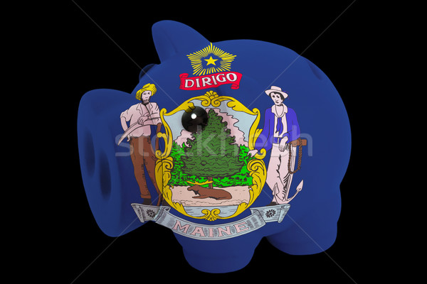 piggy rich bank in colors flag of american state of maine   for  Stock photo © vepar5