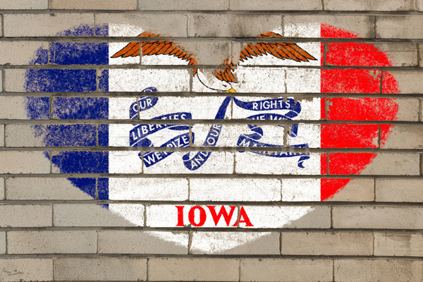 heart shape flag of iowa on brick wall Stock photo © vepar5