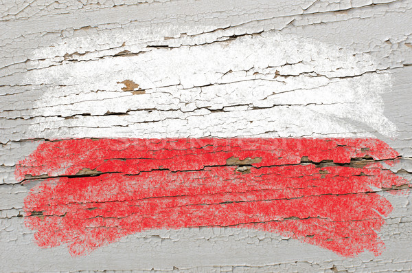 flag of poland on grunge wooden texture painted with chalk   Stock photo © vepar5