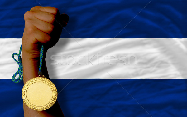 Gold medal for sport and  national flag of nicaragua    Stock photo © vepar5