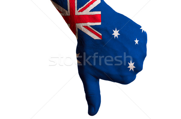 Foto stock: Austrália · bandeira · polegar · para · baixo · gesto · falha