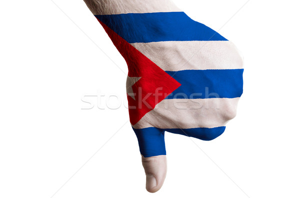 cuba national flag thumb down gesture for failure made with hand Stock photo © vepar5