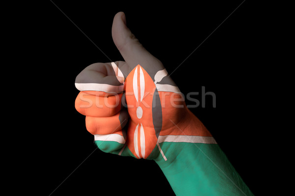 Foto stock: Kenia · bandera · pulgar · hasta · gesto · excelencia