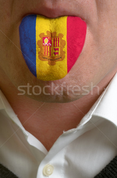 man tongue painted in moldova flag symbolizing to knowledge to s Stock photo © vepar5