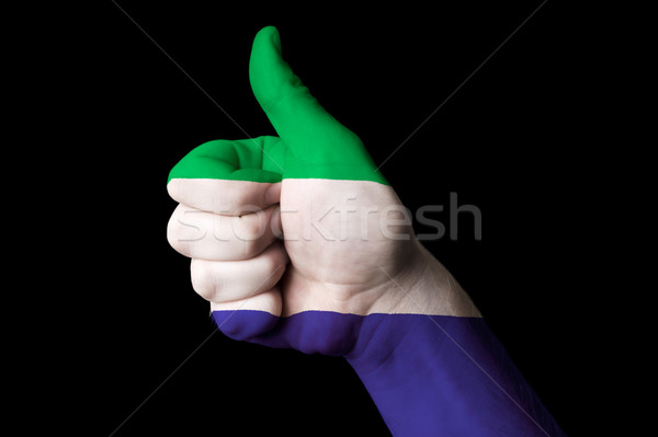 sierra leone national flag thumb up gesture for excellence and a Stock photo © vepar5