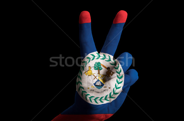 belize national flag two finger up gesture for victory and winne Stock photo © vepar5