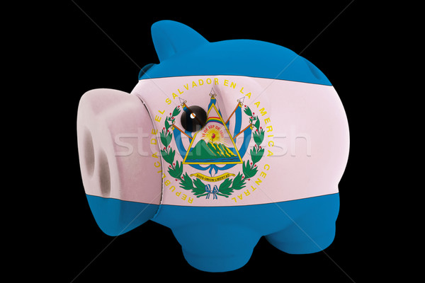 piggy rich bank in colors national flag of el salvador   for sav Stock photo © vepar5