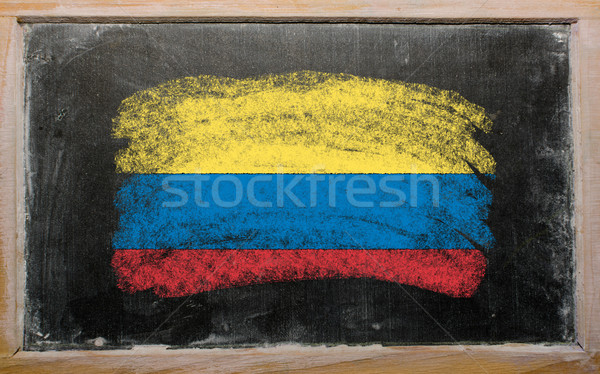 Foto stock: Bandera · pizarra · pintado · tiza · color · edad