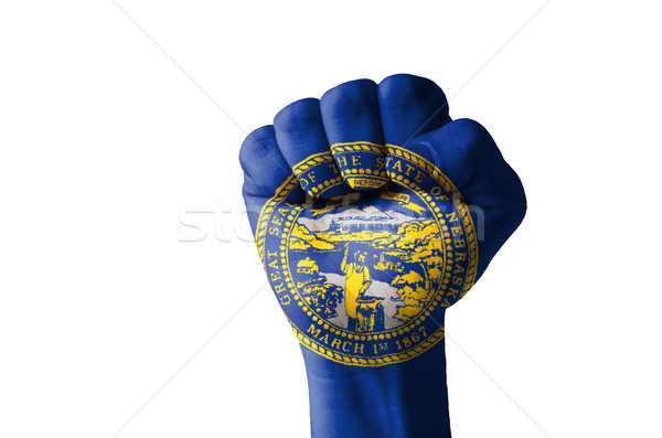Stock fotó: ököl · festett · színek · Nebraska · zászló · alacsony