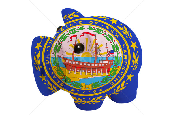 piggy rich bank in colors  flag of american state of new hampshi Stock photo © vepar5