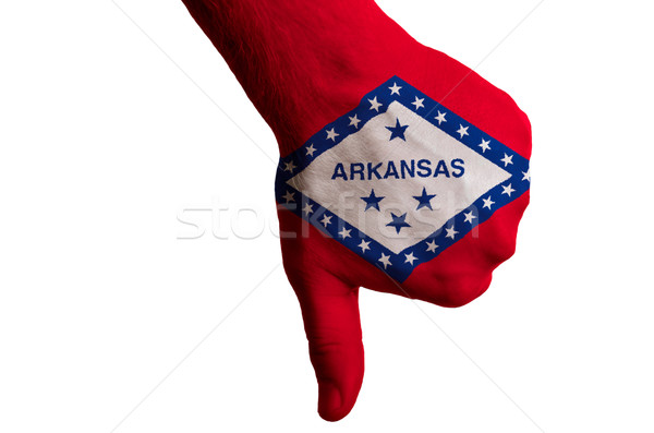 Arkansas Flagge Daumen nach unten Geste Ausfall Stock foto © vepar5