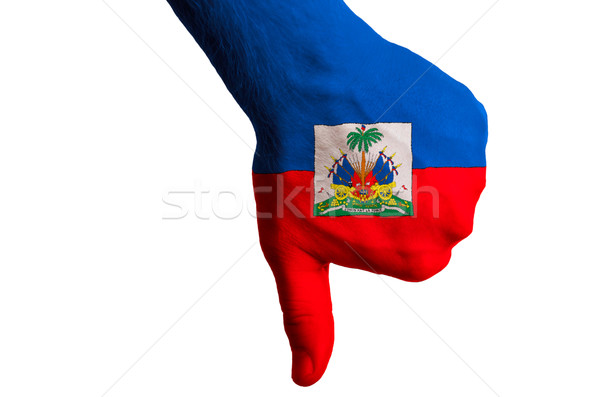 haiti national flag thumbs down gesture for failure made with ha Stock photo © vepar5