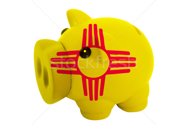 piggy rich bank in colors  flag of american state of new mexico  Stock photo © vepar5