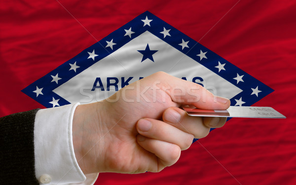 Kaufen Kreditkarte Arkansas Mann Dehnung heraus Stock foto © vepar5
