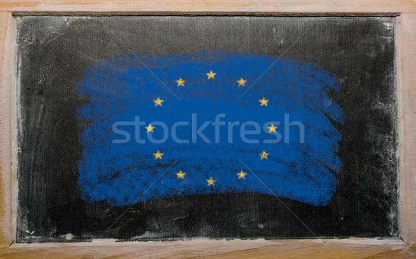 Zászló EU iskolatábla festett kréta európai Stock fotó © vepar5